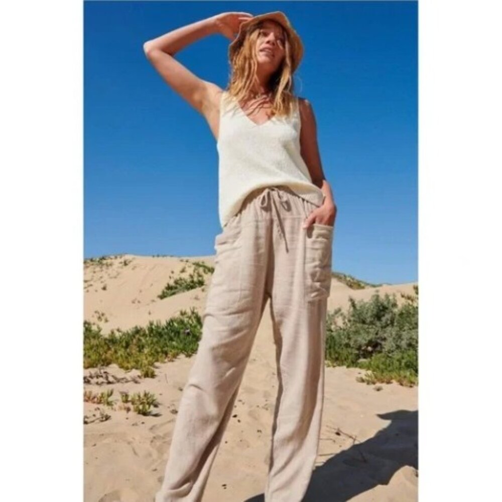 Rails Darby Linen-Blend Drawstring Pants in Wheat